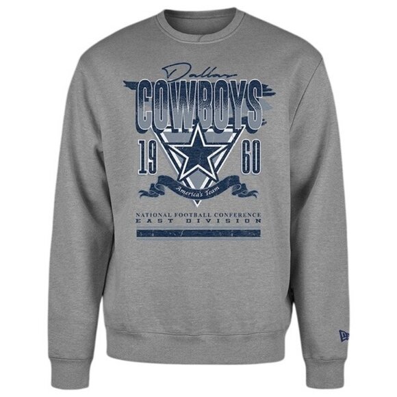 New Era Men's Dallas Cowboys Crew Sweatshirt Grey Size 2XL NEW WITH TAGS! - Picture 1 of 3